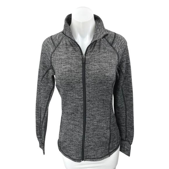 Nike Dri-Fit Gray Herringbone Long Sleeve Zip Up Activewear Sweatshirt Jacket L - Picture 1 of 4